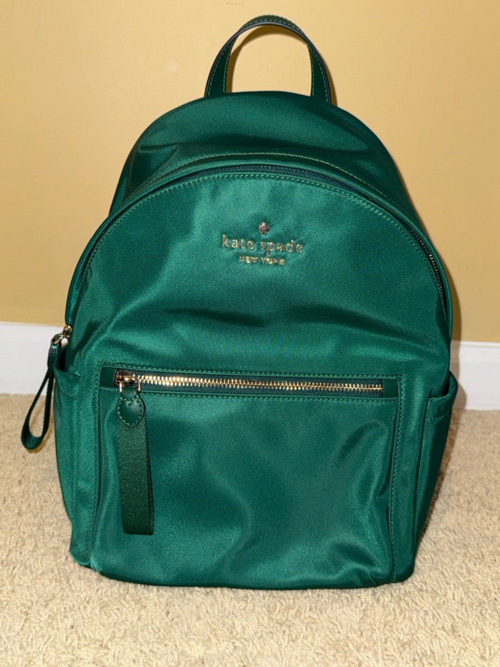 kate spade Deep Jade Green New York Chelsea Medium Backpack with Gold Hardware